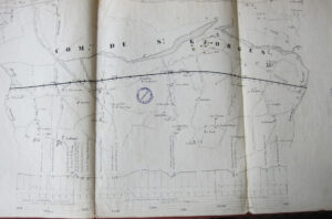 Croquis du tracé de la ligne de chemin de fer sur la commune