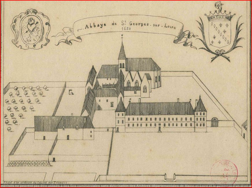 dessin du complexe abbatial en 1680