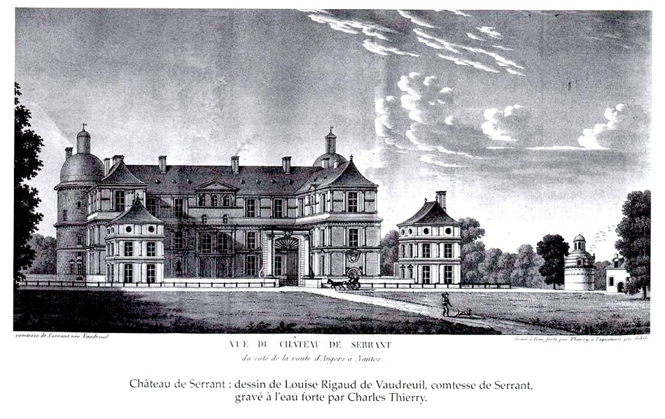 dessin du chateau de serrant au XIXème siècle par Louise de Vaudreuil