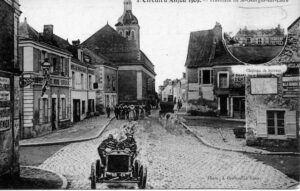 carte postale de 1909 du grand prix automobile d'Anjou