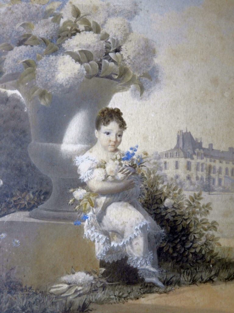 Valentine Walsh enfant dans le parc du château de serrant