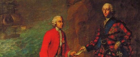 Tableau représentant Antoine Vincent Walsh recevant les ordres de Charles-Edouard Stuart