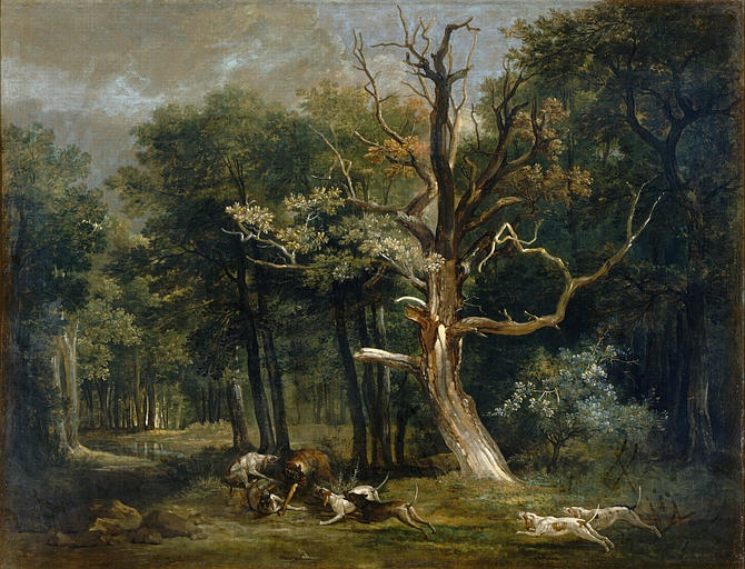 Tableau de chasse au loup du XVIIIème