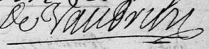 signature de l'abbé de vaubrun