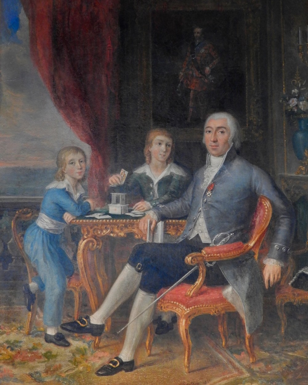 Portrait de François Jacques Walsh et ses deux enfants charles et Antoine