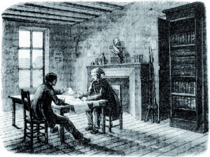 gravure d'un secrétaire de mairie au XIXème