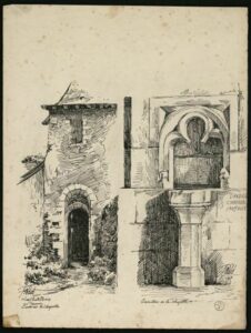 cour intérieur et bénéitier de la chapelle sainte apolline en 1919