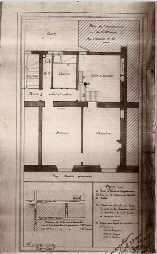 plan de l'appartement d'aimé barré
